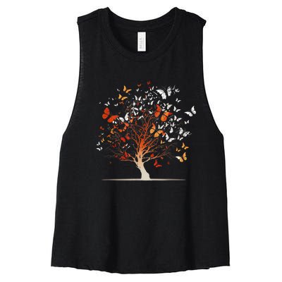 Butterfly Tree Funny Butterfly Women's Racerback Cropped Tank