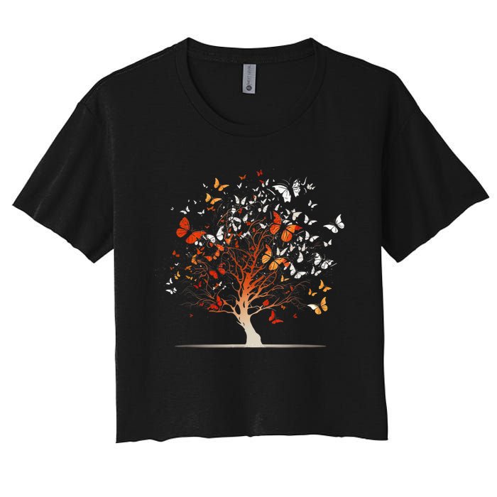 Butterfly Tree Funny Butterfly Women's Crop Top Tee