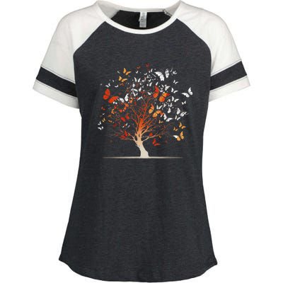 Butterfly Tree Funny Butterfly Enza Ladies Jersey Colorblock Tee