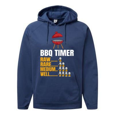 Bbq Timer Funny Gift Bbq Timer Barbecue Sign Funny 4th Of July Gift Performance Fleece Hoodie