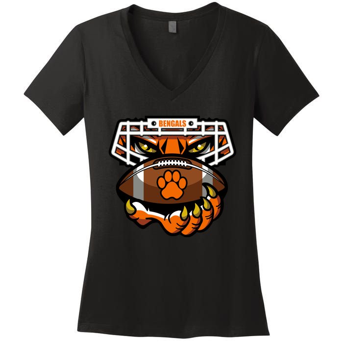 Bengal Tiger Football Women's V-Neck T-Shirt