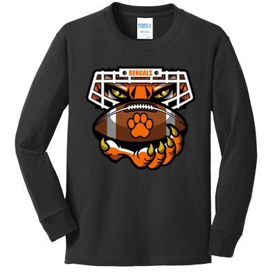 Bengal Tiger Football Kids Long Sleeve Shirt