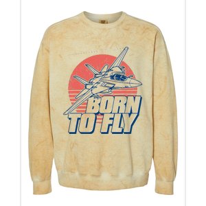 Born To Fly Fighter Jet Plane Airplane Colorblast Crewneck Sweatshirt