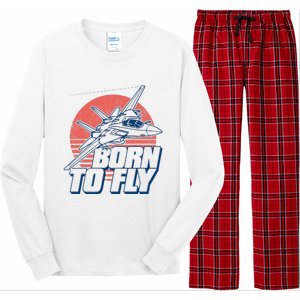 Born To Fly Fighter Jet Plane Airplane Long Sleeve Pajama Set