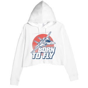 Born To Fly Fighter Jet Plane Airplane Crop Fleece Hoodie