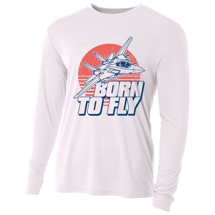 Born To Fly Fighter Jet Plane Airplane Cooling Performance Long Sleeve Crew