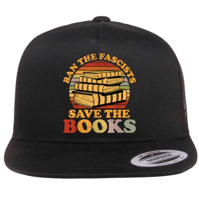 Ban The Fascists Save The Books Funny Book Lover Worm Nerd Flat Bill Trucker Hat