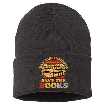 Ban The Fascists Save The Books Funny Book Lover Worm Nerd Sustainable Knit Beanie