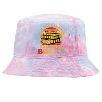 Ban The Fascists Save The Books Funny Book Lover Worm Nerd Tie-Dyed Bucket Hat