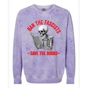 Ban The Fascists Save The Books Funny Book Lover Worm Nerd Colorblast Crewneck Sweatshirt