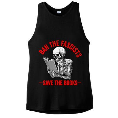 Ban The Fascists Save The Books Funny Book Lover Worm Nerd Ladies PosiCharge Tri-Blend Wicking Tank