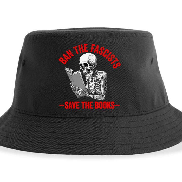 Ban The Fascists Save The Books Funny Book Lover Worm Nerd Sustainable Bucket Hat