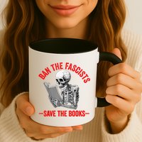 Ban The Fascists Save The Books Funny Book Lover Worm Nerd Mug