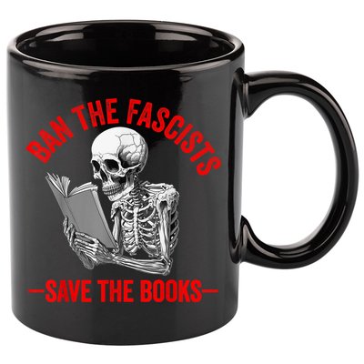 Ban The Fascists Save The Books Funny Book Lover Worm Nerd 11oz C Handle Ceramic Mug