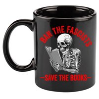 Ban The Fascists Save The Books Funny Book Lover Worm Nerd 11oz C Handle Ceramic Mug