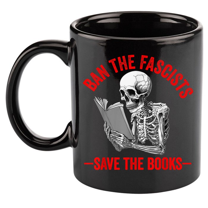 Ban The Fascists Save The Books Funny Book Lover Worm Nerd 11oz C Handle Ceramic Mug
