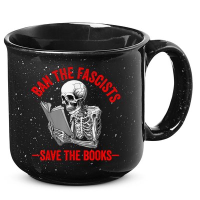 Ban The Fascists Save The Books Funny Book Lover Worm Nerd 15oz Campfire Ceramic Mug