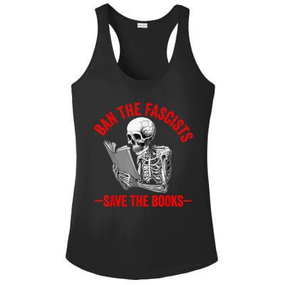 Ban The Fascists Save The Books Funny Book Lover Worm Nerd Ladies PosiCharge Competitor Racerback Tank
