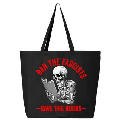Ban The Fascists Save The Books Funny Book Lover Worm Nerd 25L Jumbo Tote