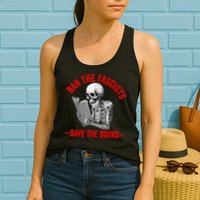 Ban The Fascists Save The Books Funny Book Lover Worm Nerd Womens Tank Top