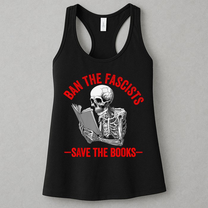 Ban The Fascists Save The Books Funny Book Lover Worm Nerd Womens Tank Top