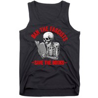 Ban The Fascists Save The Books Funny Book Lover Worm Nerd Tank Top