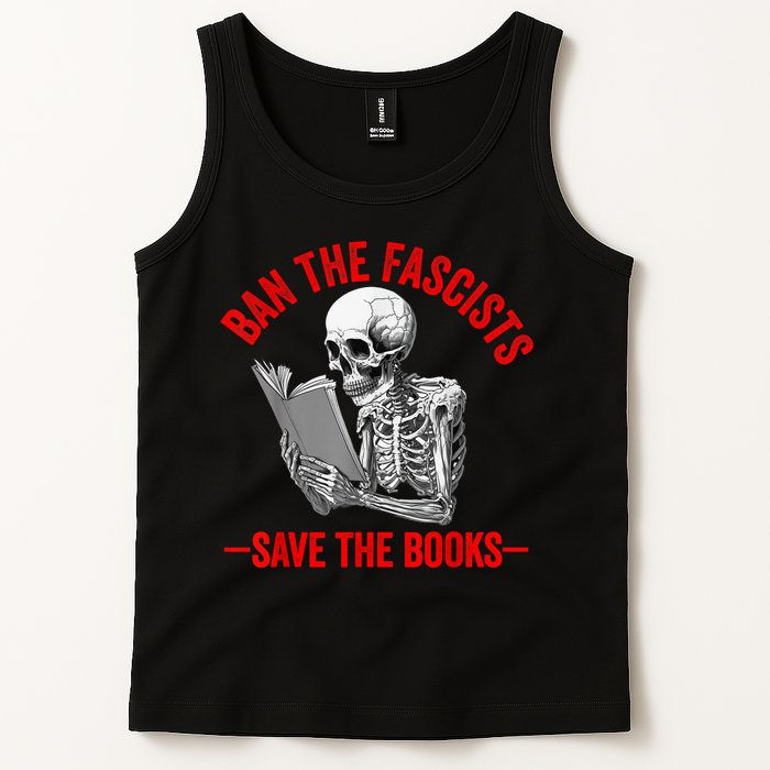 Ban The Fascists Save The Books Funny Book Lover Worm Nerd Tank Top
