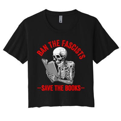 Ban The Fascists Save The Books Funny Book Lover Worm Nerd Crop Top
