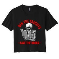 Ban The Fascists Save The Books Funny Book Lover Worm Nerd Crop Top