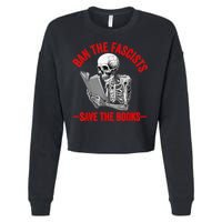 Ban The Fascists Save The Books Funny Book Lover Worm Nerd Cropped Pullover Crew