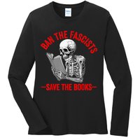 Ban The Fascists Save The Books Funny Book Lover Worm Nerd Ladies Long Sleeve Shirt