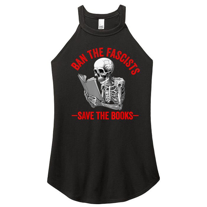 Ban The Fascists Save The Books Funny Book Lover Worm Nerd Women’s Perfect Tri Rocker Tank