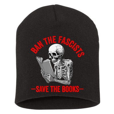 Ban The Fascists Save The Books Funny Book Lover Worm Nerd Short Acrylic Beanie