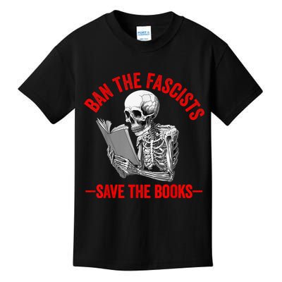 Ban The Fascists Save The Books Funny Book Lover Worm Nerd Kids T-Shirt