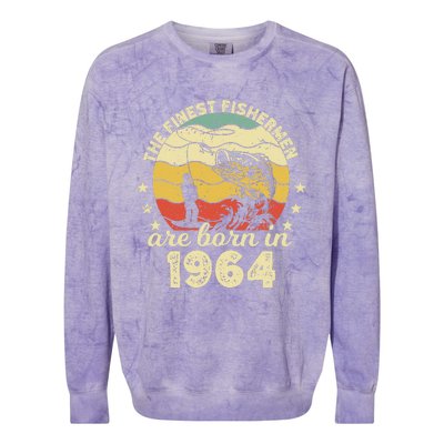 Birthday The Finest Fisherman Are Born In 1964 Fishing Colorblast Crewneck Sweatshirt