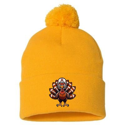 Baby Turkey Football Player Thanksgiving Pom Pom 12in Knit Beanie