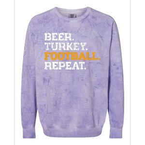 Beer Turkey Football Repeat Funny Thanksgiving Meme Colorblast Crewneck Sweatshirt