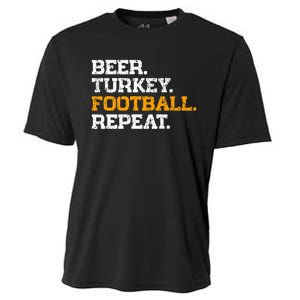 Beer Turkey Football Repeat Funny Thanksgiving Meme Cooling Performance Crew T-Shirt