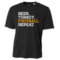 Beer Turkey Football Repeat Funny Thanksgiving Meme Cooling Performance Crew T-Shirt