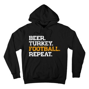 Beer Turkey Football Repeat Funny Thanksgiving Meme Hoodie