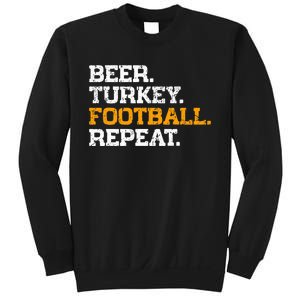 Beer Turkey Football Repeat Funny Thanksgiving Meme Sweatshirt