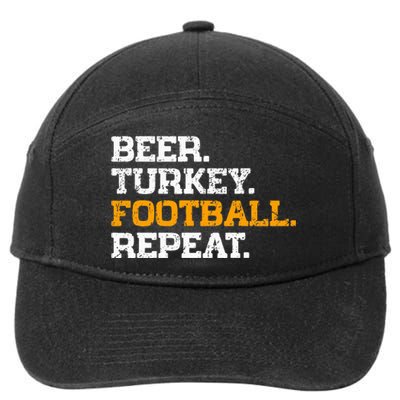 Beer Turkey Football Repeat Funny Thanksgiving Meme 7-Panel Snapback Hat