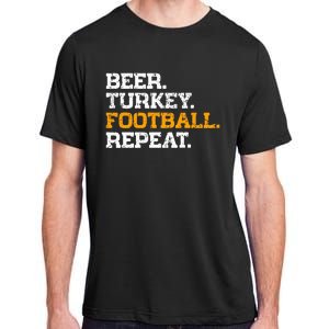 Beer Turkey Football Repeat Funny Thanksgiving Meme Adult ChromaSoft Performance T-Shirt