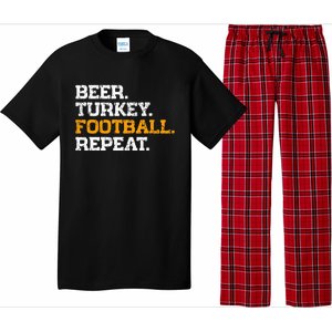 Beer Turkey Football Repeat Funny Thanksgiving Meme Pajama Set