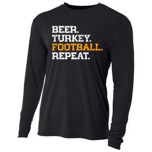 Beer Turkey Football Repeat Funny Thanksgiving Meme Cooling Performance Long Sleeve Crew