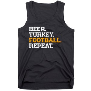 Beer Turkey Football Repeat Funny Thanksgiving Meme Tank Top