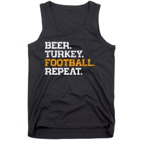 Beer Turkey Football Repeat Funny Thanksgiving Meme Tank Top