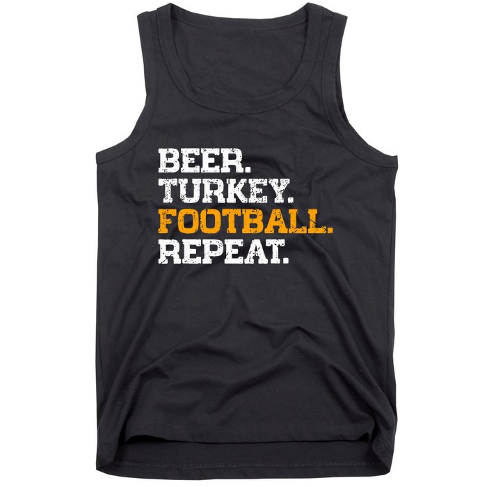 Beer Turkey Football Repeat Funny Thanksgiving Meme Tank Top