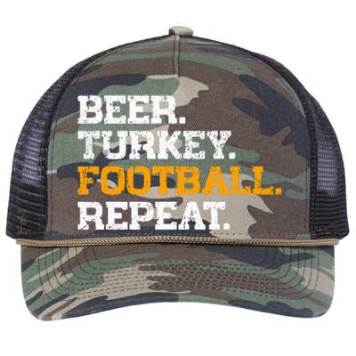 Beer Turkey Football Repeat Funny Thanksgiving Meme Retro Rope Trucker Hat Cap