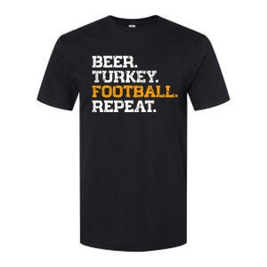 Beer Turkey Football Repeat Funny Thanksgiving Meme Softstyle CVC T-Shirt